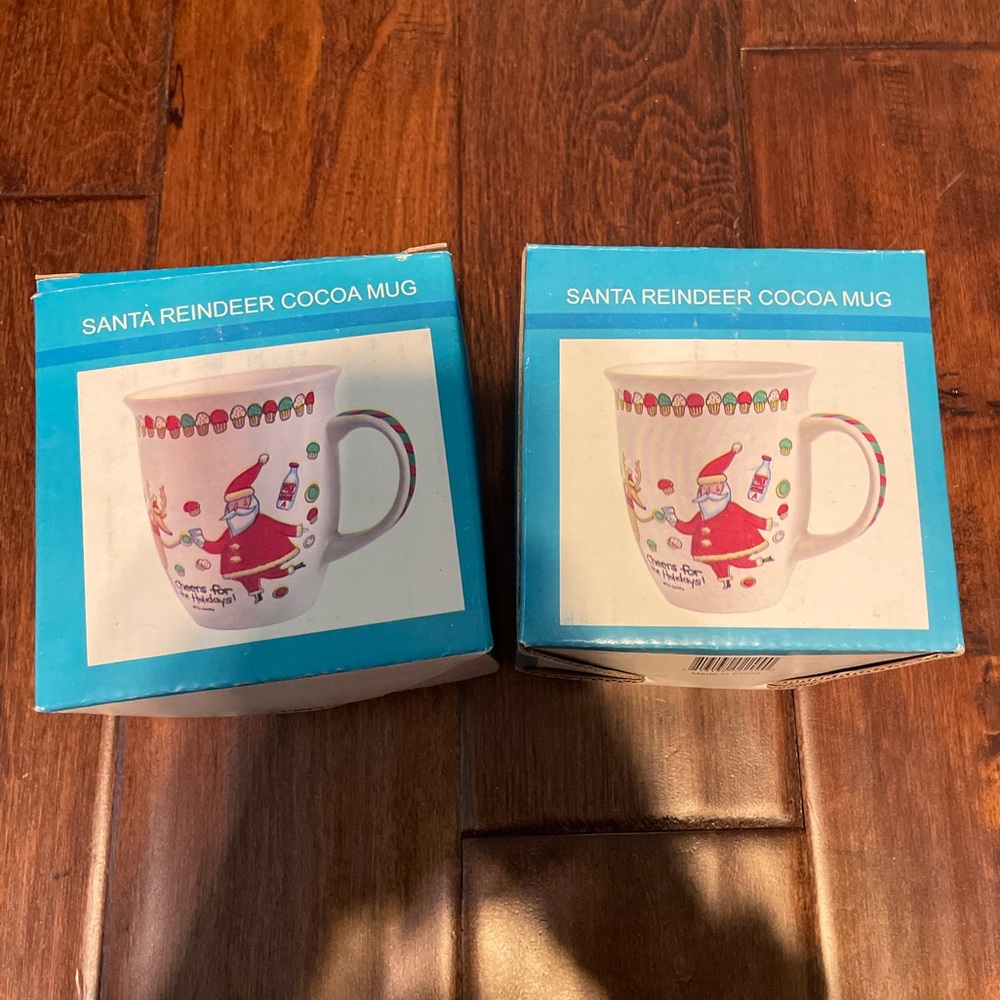 Tim Coffey Santa Claus Reindeer Cocoa Mug (Set of 2)